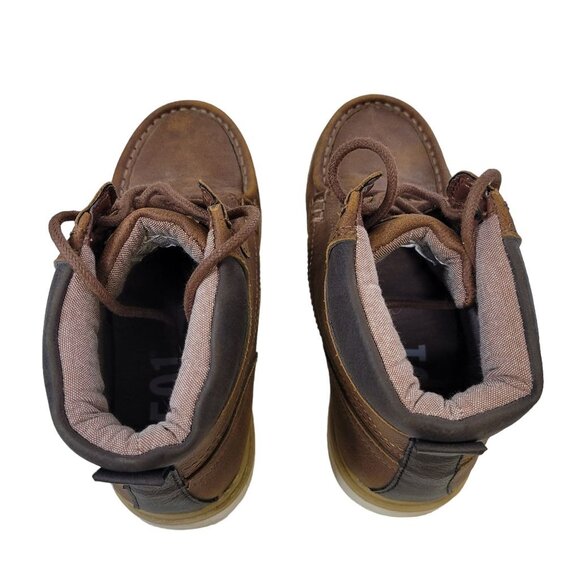 Levis Kids Brown Faux Leather High-Top Boots US 2 EUR 34 UK 1.5 With Synthetic U - Picture 8 of 11